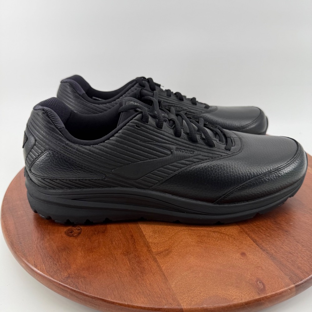 Brooks Addiction Walker 2 Black Leather Walking Shoes 1103181D072 NEW Men's 14